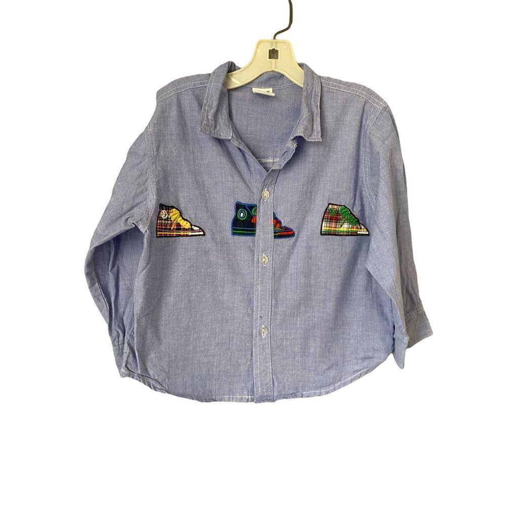 Color kids vintage boys embroidered sneaker longsleeve shirt size 3T￼